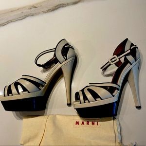 Vintage ivory and black Marni platform heels
